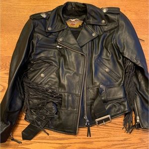 Vintage womens Harley Davidson fringed leather jacket
